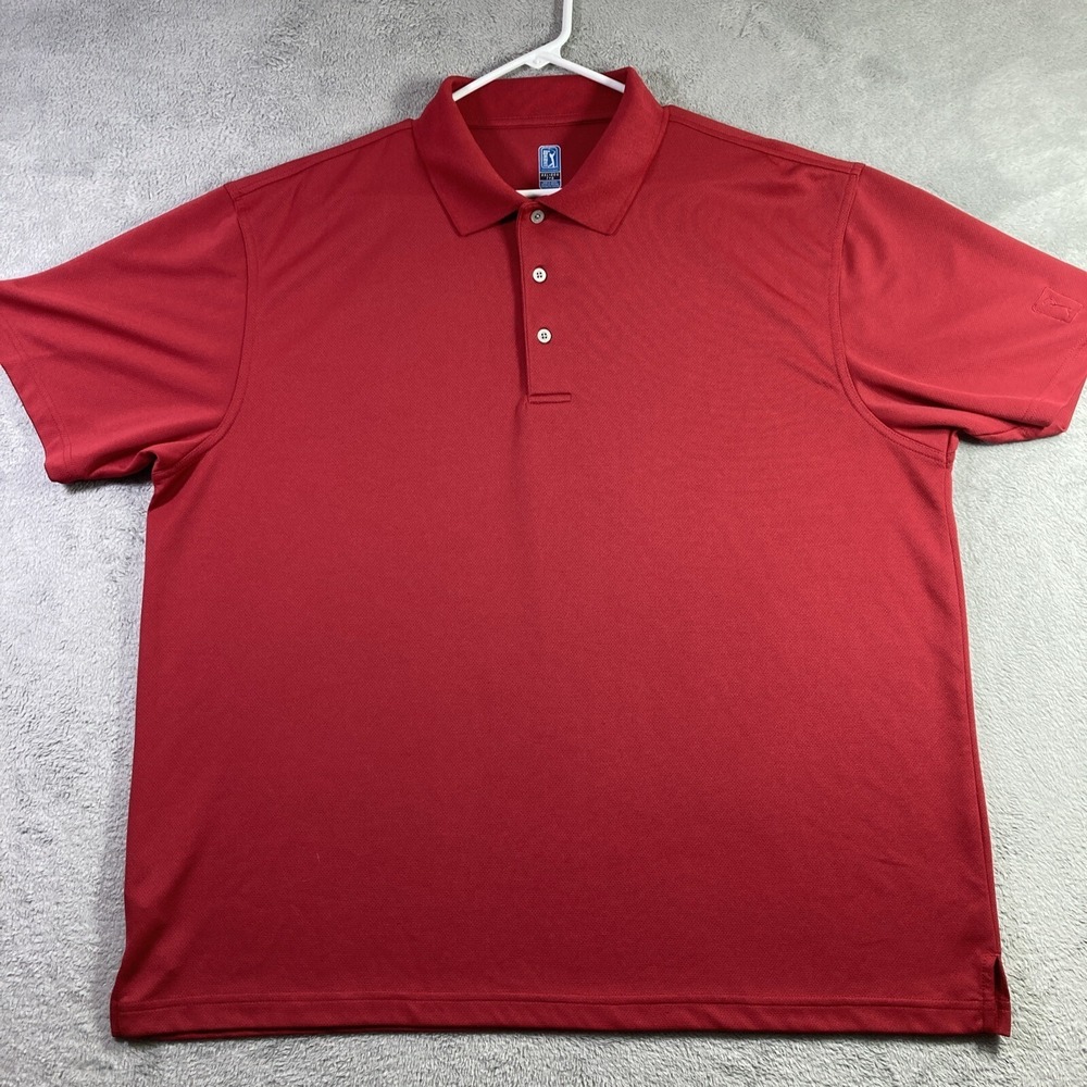 PGA Tour Airflux Polo Shirt Men 2XL XXL Red Golf Performance Short Sleeve Casual